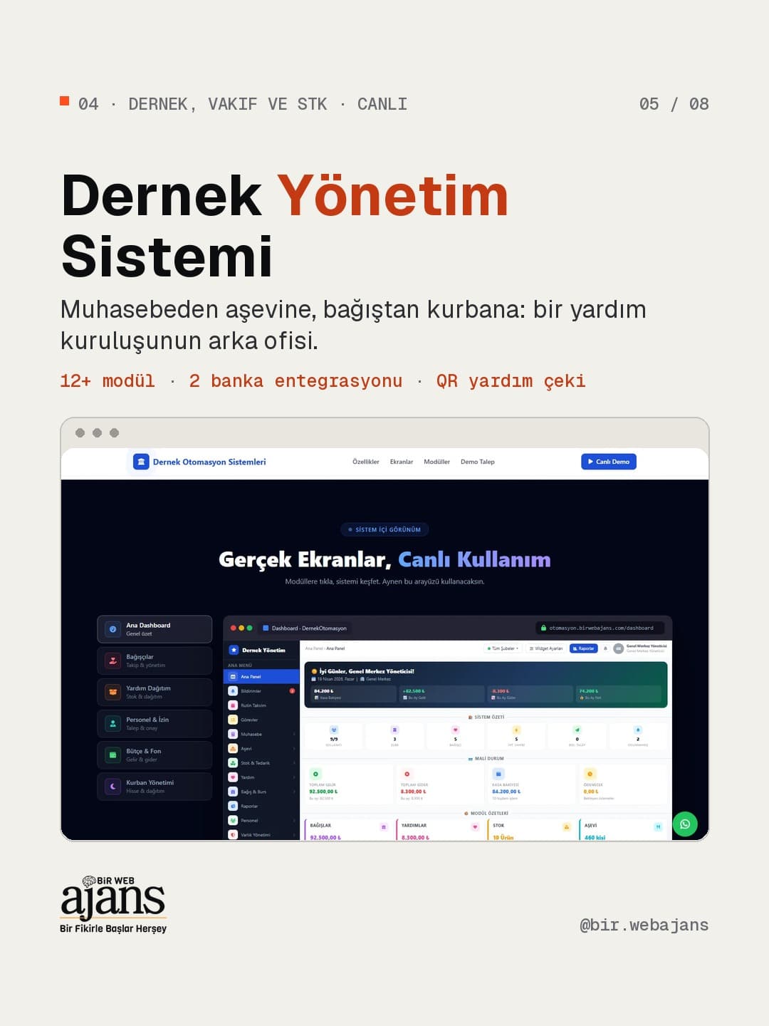 Dernek Yönetim Sistemi: muhasebeden aşevine, bağıştan kurbana bir yardım kuruluşunun arka ofisi.