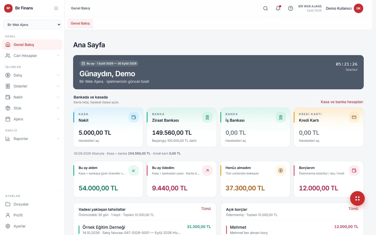 Bir Finans — Work, ledger & finance management